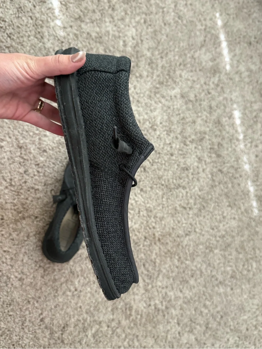 Hey Dude Men's Black Knit Boat Shoes